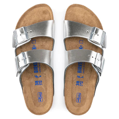 BIRKENSTOCK ARIZONA SFB METALLIC LEATHER 1005961 SILVER