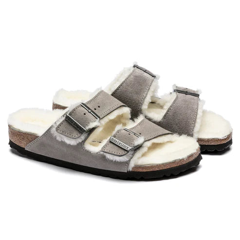 BIRKENSTOCK ARIZONA SHEARLING SUEDE LEATHER 333 scam+beige 1017403
