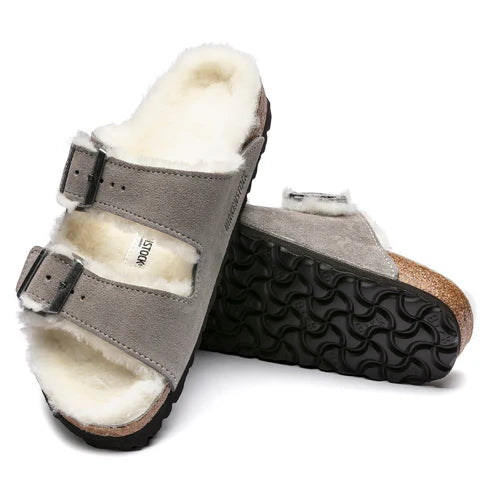 BIRKENSTOCK ARIZONA SHEARLING SUEDE LEATHER 333 scam+beige 1017403