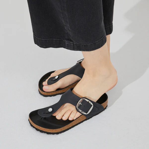 BIRKENSTOCK GIZEH BIG BUCKLE OILED LEATHER 111 pelle+nero 1023334
