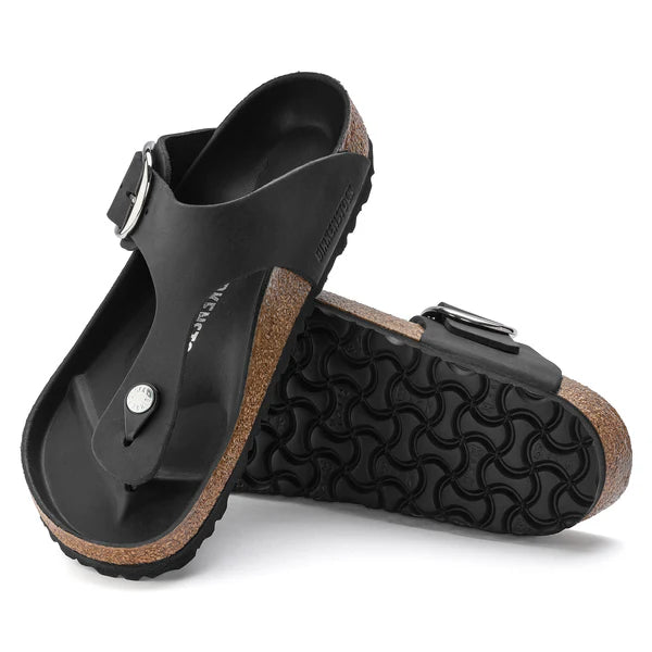 BIRKENSTOCK GIZEH BIG BUCKLE OILED LEATHER 111 pelle+nero 1023334