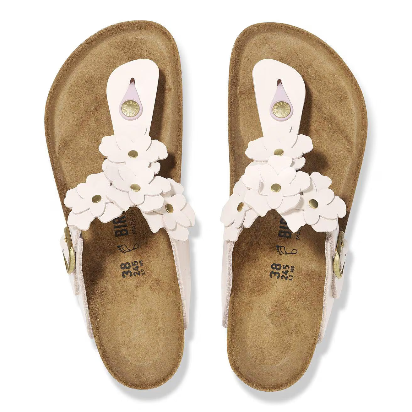 BIRKENSTOCK GIZEH FLOWERS NATURAL LEATHER 118 pelle+rosa 1029287