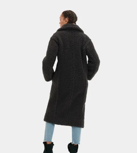 UGG 1120631 GERTRUDE LONG TEDDY COAT INK BLACK