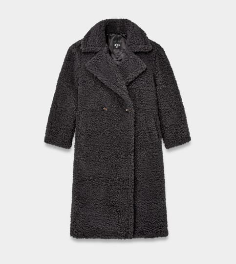 UGG 1120631 GERTRUDE LONG TEDDY COAT INK BLACK