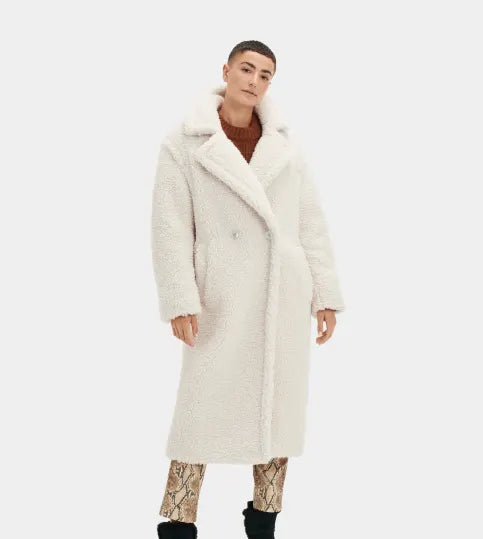 UGG 1120631 GERTRUDE LONG TEDDY COAT WINTER WHITE