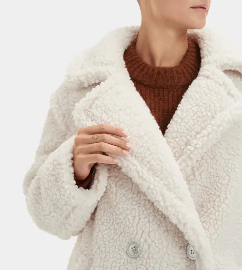 UGG 1120631 GERTRUDE LONG TEDDY COAT WINTER WHITE