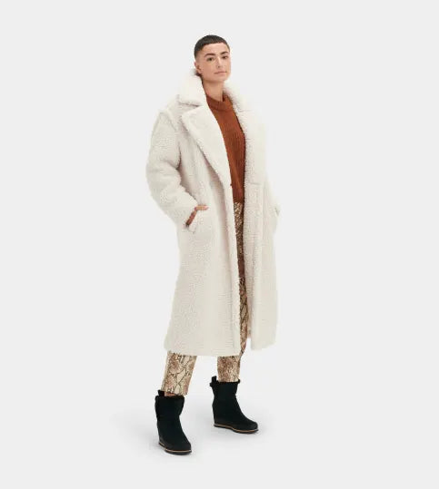 UGG 1120631 GERTRUDE LONG TEDDY COAT WINTER WHITE