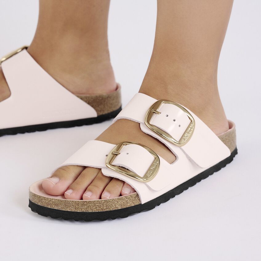 BIRKENSTOCK ARIZONA BIG BUCKLE SHINE NATURAL LEATHER 118 pelle+rosa 1029392
