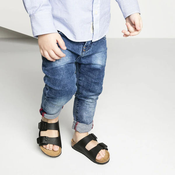 BIRKENSTOCK ARIZONA KIDS BIRKO FLOR - BIRKIBUC 111 pelle+nero 555123