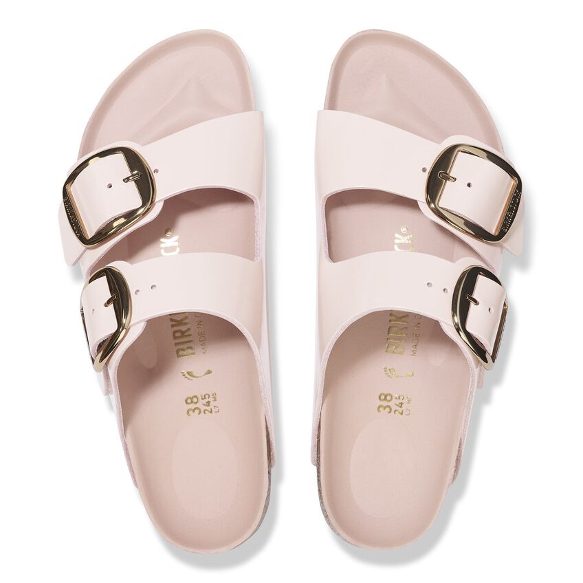 BIRKENSTOCK ARIZONA BIG BUCKLE SHINE NATURAL LEATHER 118 pelle+rosa 1029392