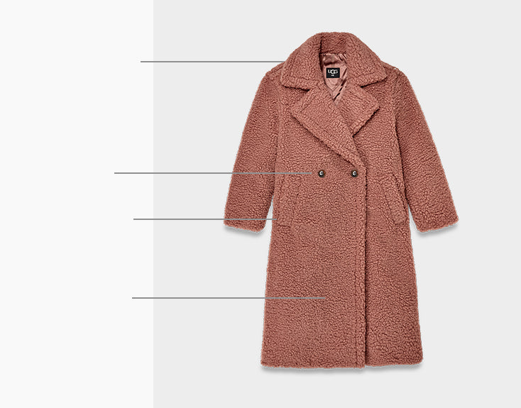 UGG 1120631 GERTRUDE LONG TEDDY COAT WINTER WHITE