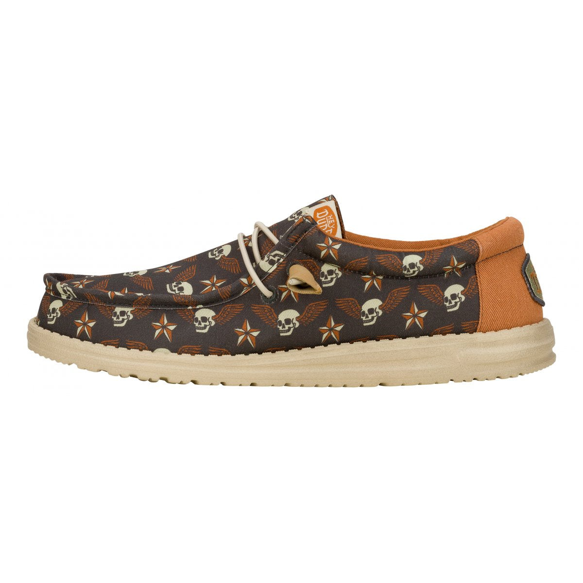 HEY DUDE 41284 WALLY STARS N SKULLS PRINT 00W BLACK TAN