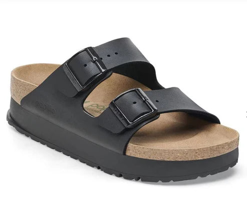 BIRKENSTOCK ARIZONA PLATFORM VEGAN BIRKO FLOR 111 pelle+nero 1027395