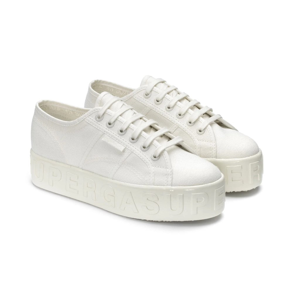 SUPERGA S8116SW 2790-SHINY 3D LETTERING AB7 TOTAL WHITE AVOR