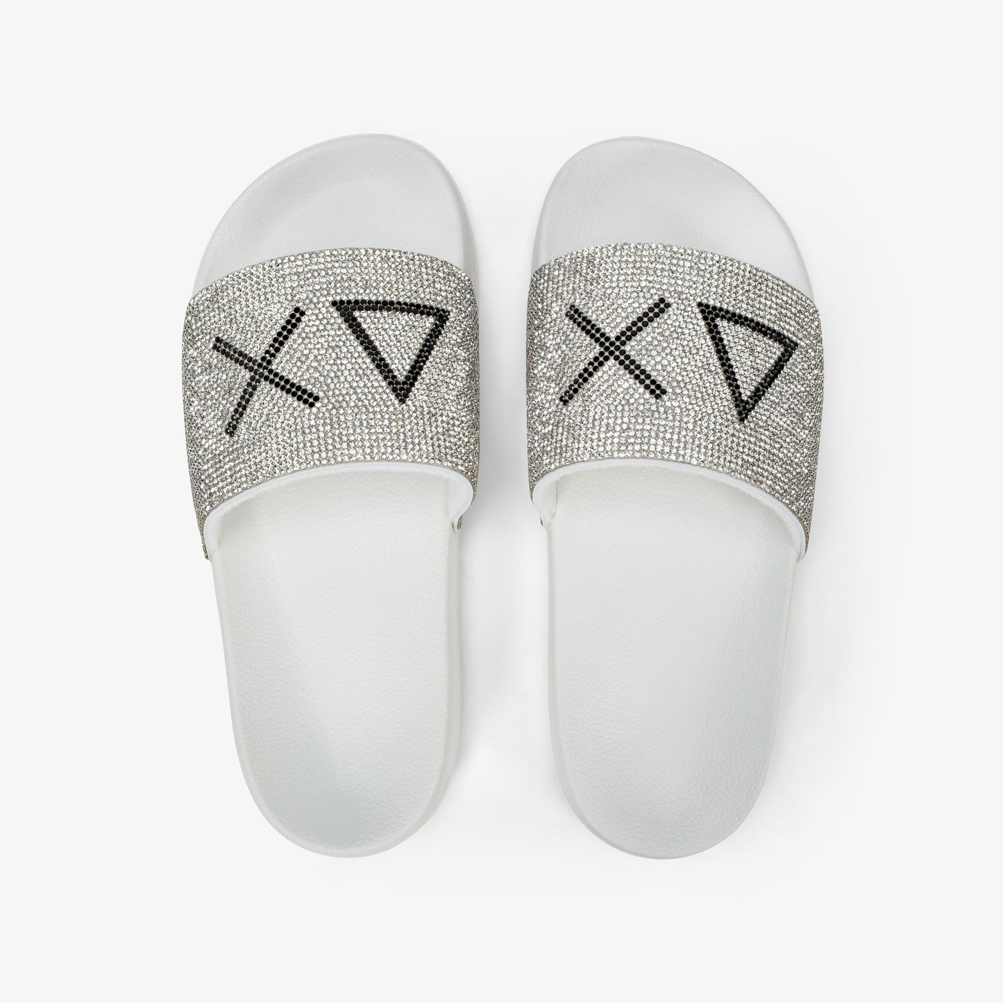 SUN68 X36211 SLIPPERS STRASS LOGO 552 sint+bianco 01