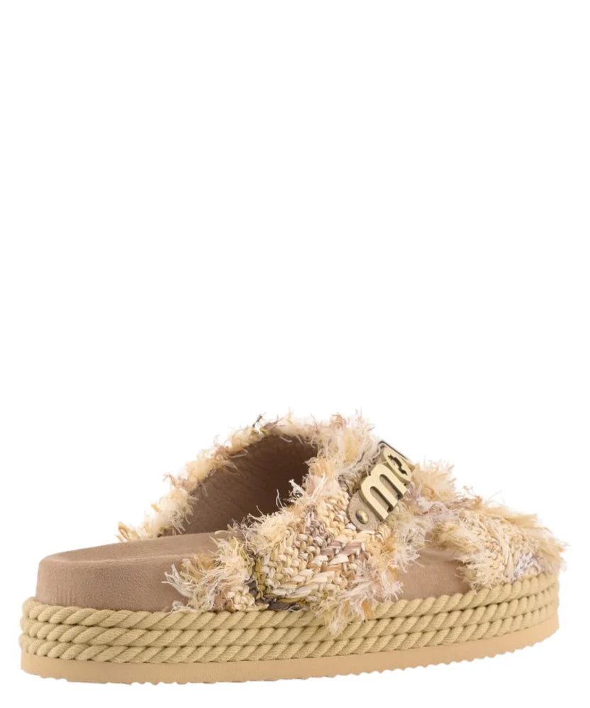 MOU 451011K CRISS-CROSS ROPE SANDAL RAFFIA 773 tela+beige