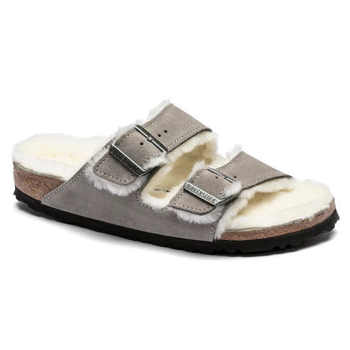 BIRKENSTOCK ARIZONA SHEARLING SUEDE LEATHER 333 scam+beige 1017403