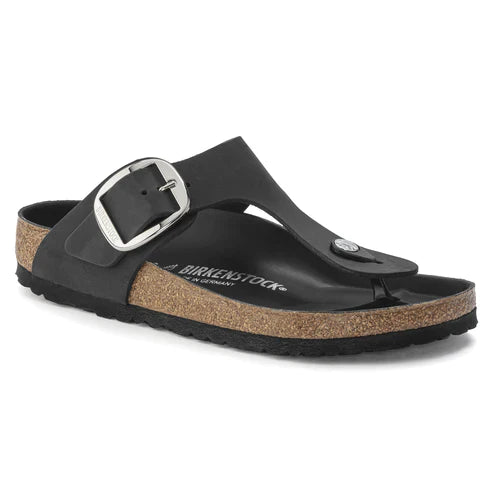 BIRKENSTOCK GIZEH BIG BUCKLE OILED LEATHER 111 pelle+nero 1018753