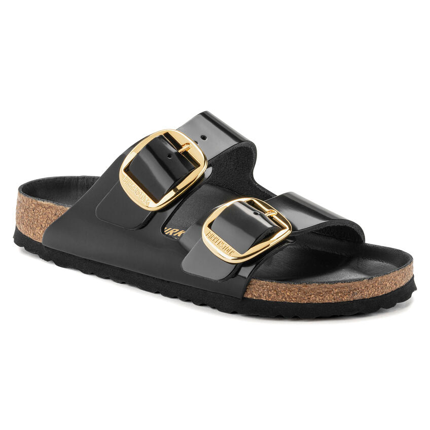 BIRKENSTOCK ARIZONA BIG BUCKLE SHINE NATURAL LEATHER 1021476 BLACK