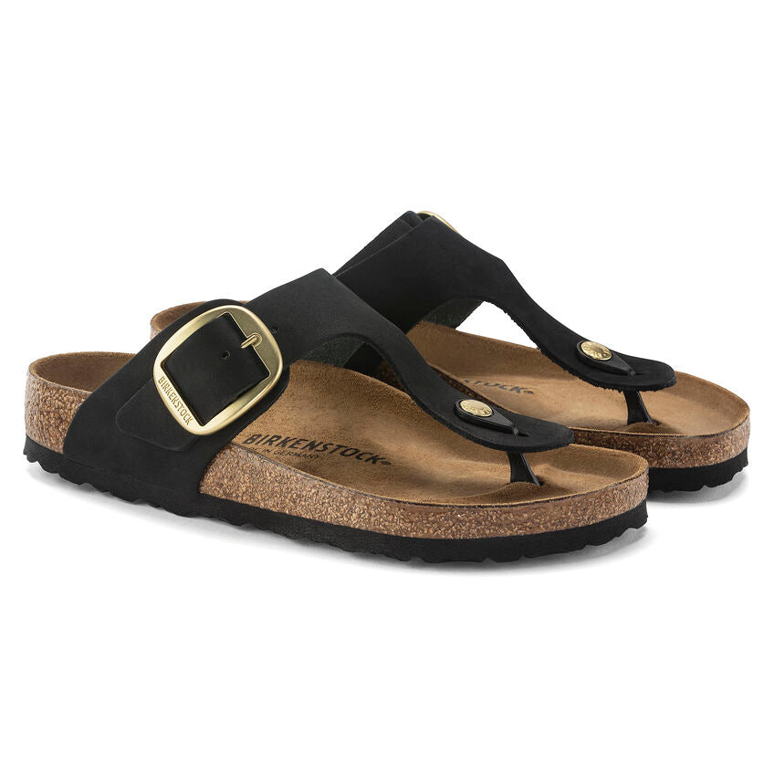 BIRKENSTOCK GIZEH BIG BUCKLE NUBUCK LEATHER 1024019 BLACK