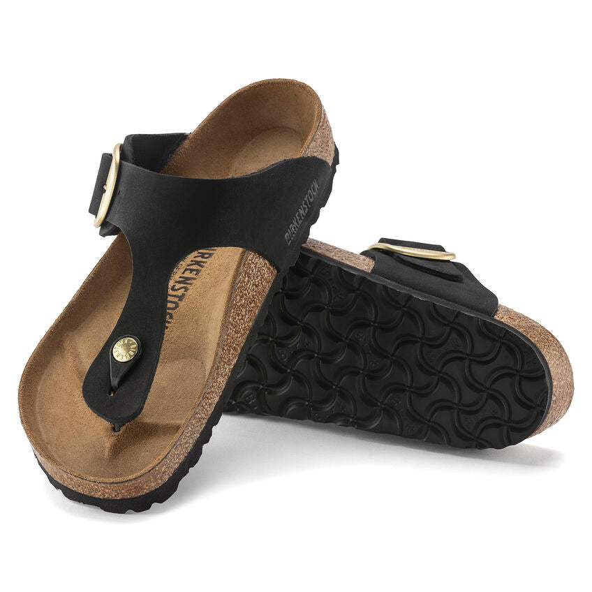 BIRKENSTOCK GIZEH BIG BUCKLE NUBUCK LEATHER 1024019 BLACK