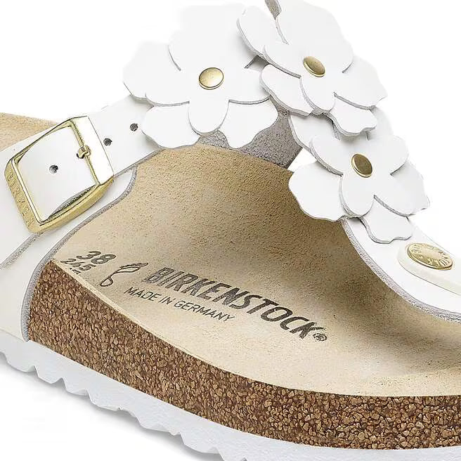 BIRKENSTOCK GIZEH FLOWERS NATURAL LEATHER 112 pelle+bianco 1026686