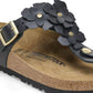 BIRKENSTOCK GIZEH FLOWERS NATURAL LEATHER 111 pelle+nero 1026693