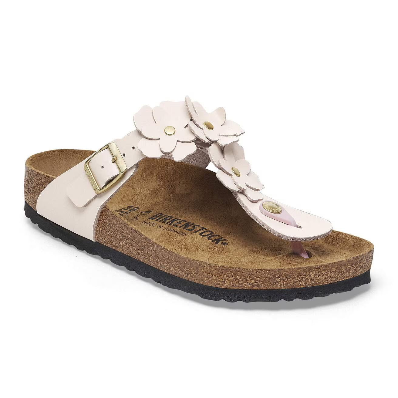 BIRKENSTOCK GIZEH FLOWERS NATURAL LEATHER 118 pelle+rosa 1029287