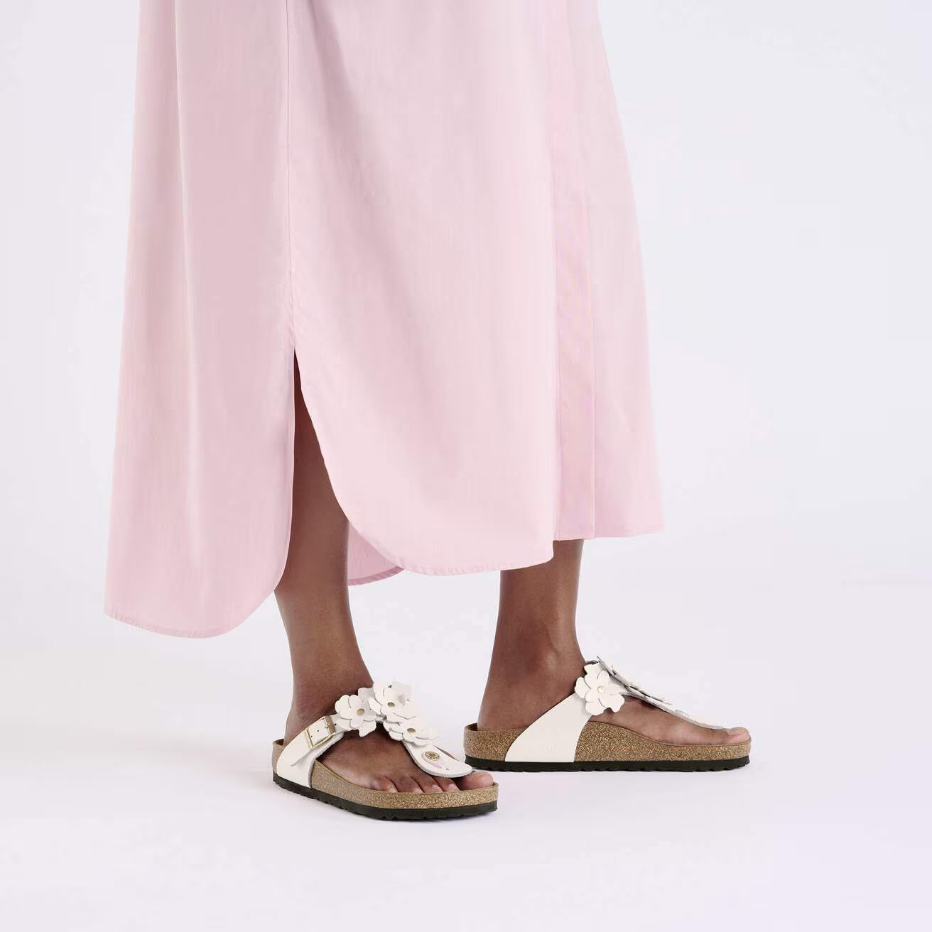 BIRKENSTOCK GIZEH FLOWERS NATURAL LEATHER 118 pelle+rosa 1029287