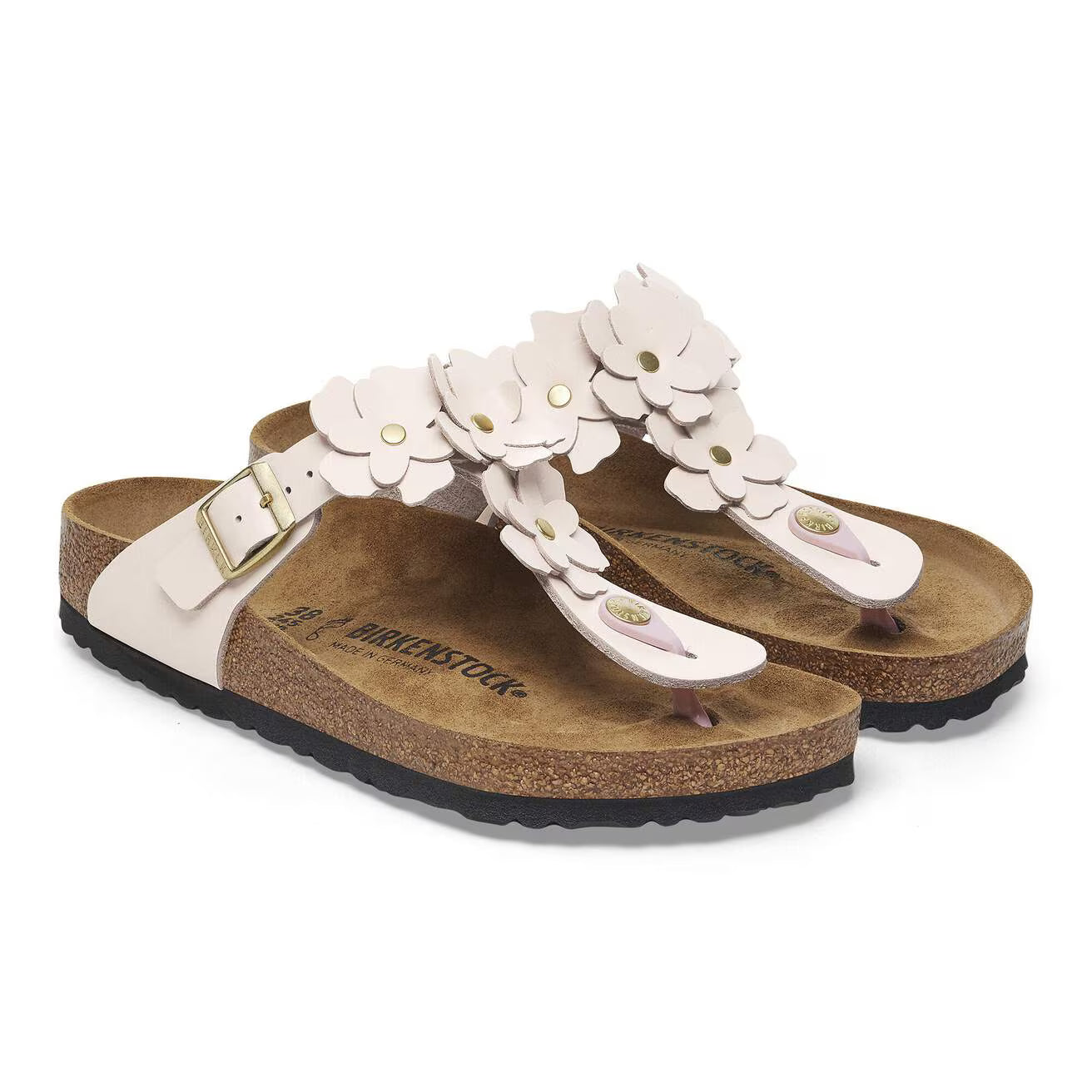 BIRKENSTOCK GIZEH FLOWERS NATURAL LEATHER 118 pelle+rosa 1029287