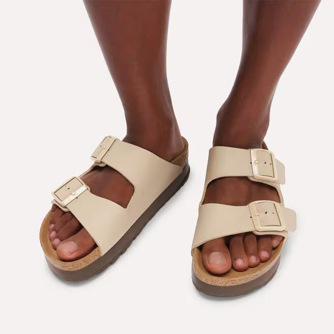 BIRKENSTOCK ARIZONA PLATFORM VEGAN BIRKO FLOR 113 pelle+beige 1031261
