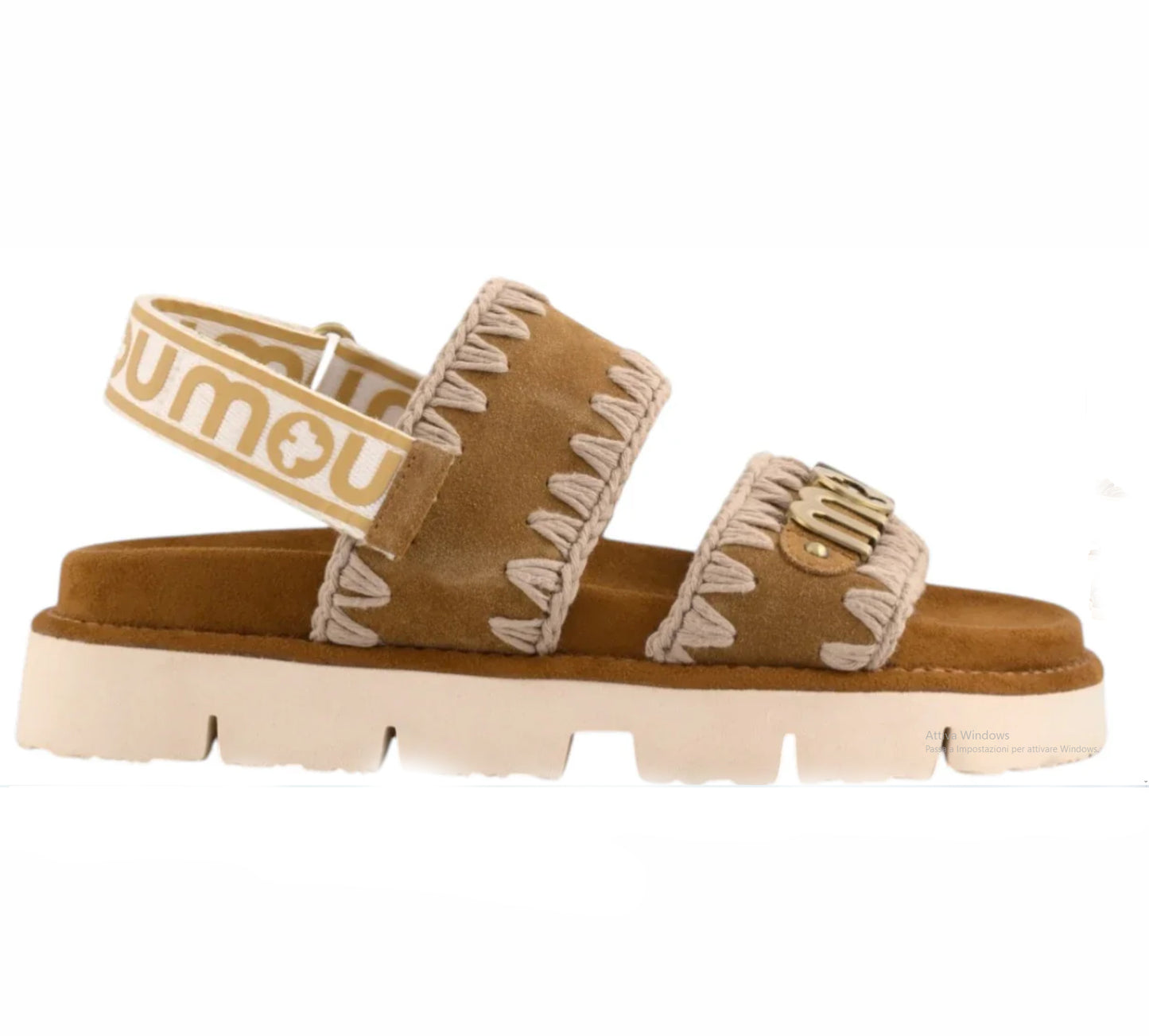 MOU 461001A BIO SANDAL SUEDE MET LOGO 334 scam+cuoio COG