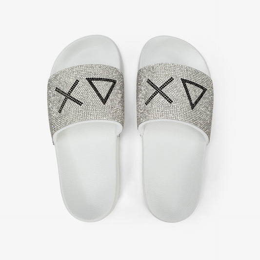 SUN68 X36211 SLIPPERS STRASS LOGO 552 sint+bianco 01