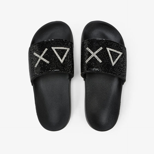 SUN68 X36211 SLIPPERS STRASS LOGO 551 sint+nero 11