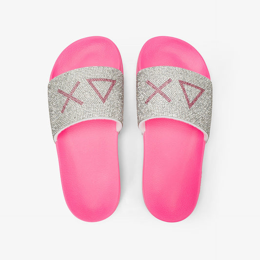SUN68 X36211 SLIPPERS STRASS LOGO 558 sint+fucsia 62